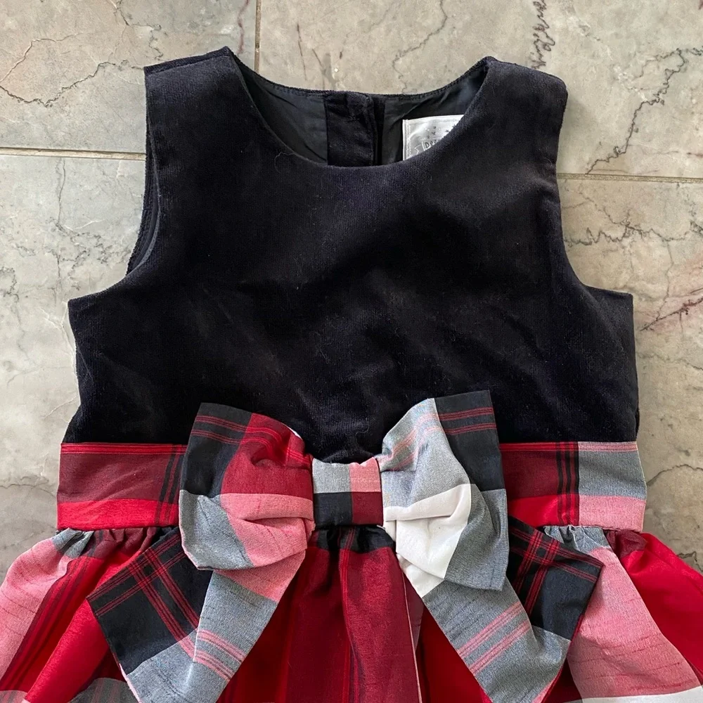 Dress Up by Gymboree Plaid Dress with Bow Size 5 Christmas Excellent Condition